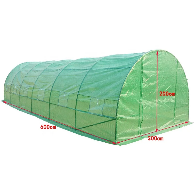 20256x3x2m 온실 키트 조립하기 쉬운 금속 프레임 농업용 비닐 커버 재배에 편리한 폴리 터널