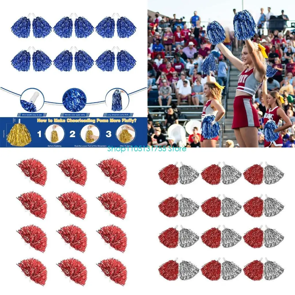 

K0EF Pompoms Plastic Handheld Cheerleader Pompoms with Mini Handle for Kids & Adults