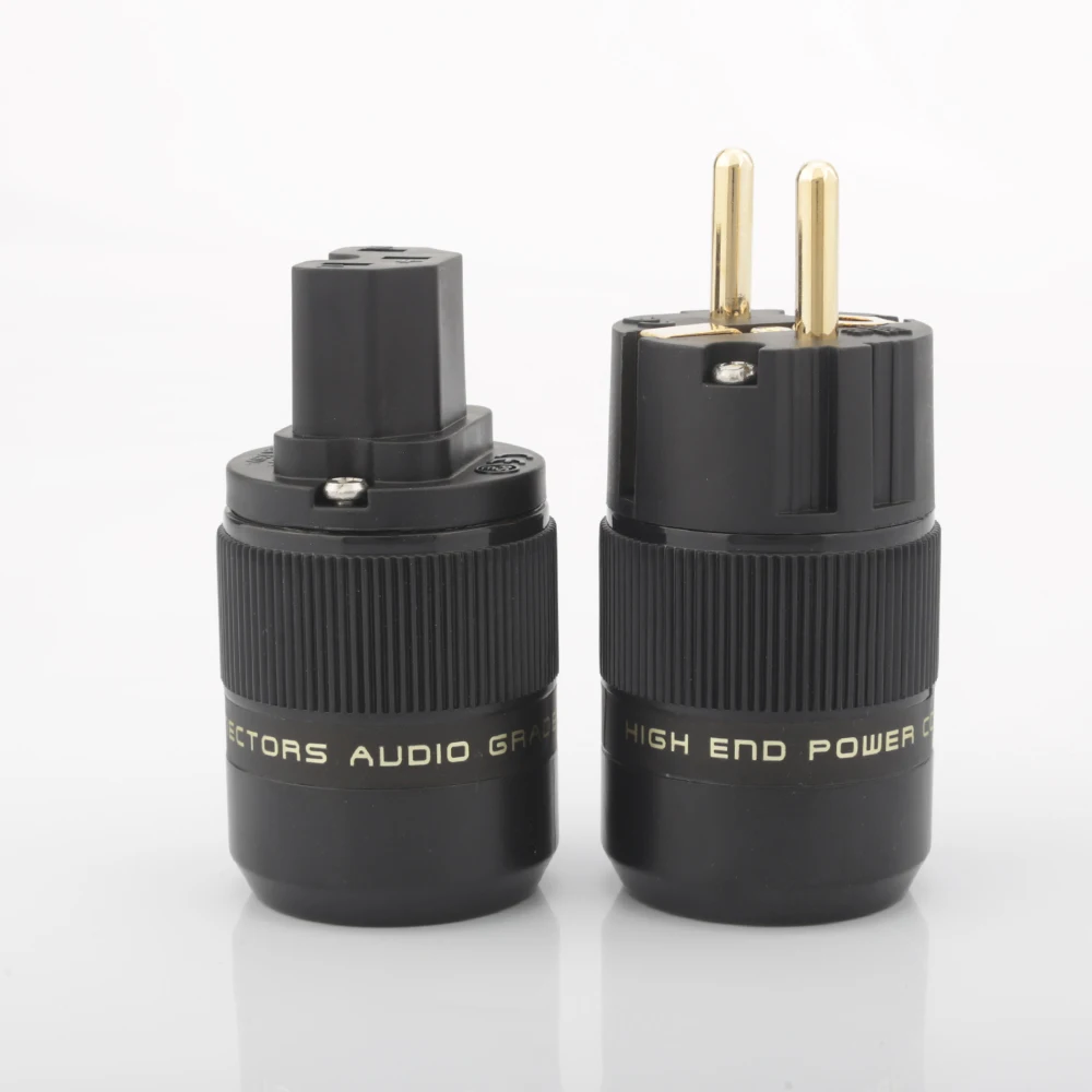 PAIR P078 High Quality Schuko Power Plug EU Plug Hifi European plug Male Female Power Plug 24K Gold plated Rhodium silver Plated