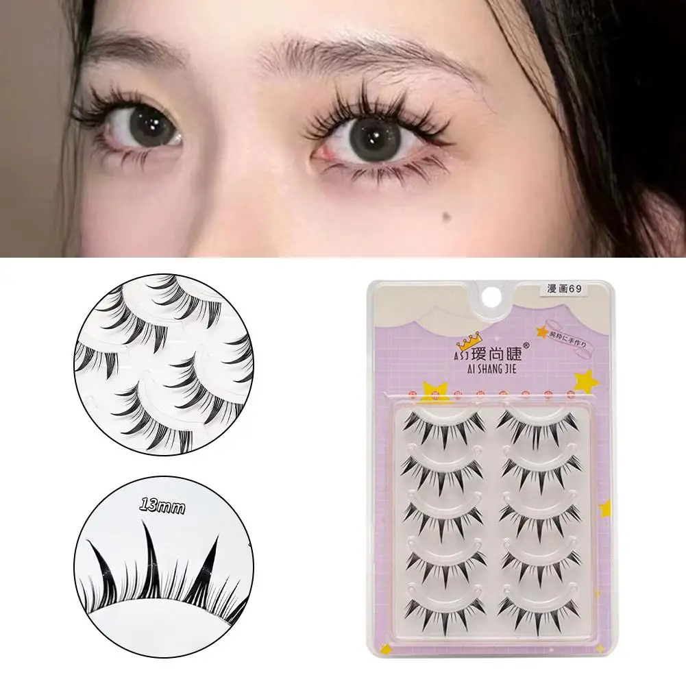 Manga Lashes ดูธรรมชาติขนตาปลอมอะนิเมะ Lashes ขนตาคอสเพลย์ขนตาเกาหลี Cross Spiky Mink ปลอม Fluf X0S0