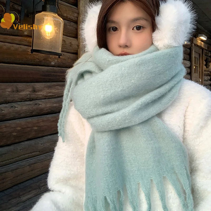 Einfarbig Dicken Großen Schal Frauen Männer Herbst Winter Koreanischen Stil Student Alle-spiel Schal Warme Neck Schal