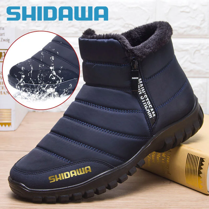 Winter Men's Waterproof Fishing Boots Zipper Sneakers Outdoor Anti Slip Breathable Warm Climbing Shoes Snow Boots Fishing Shoes