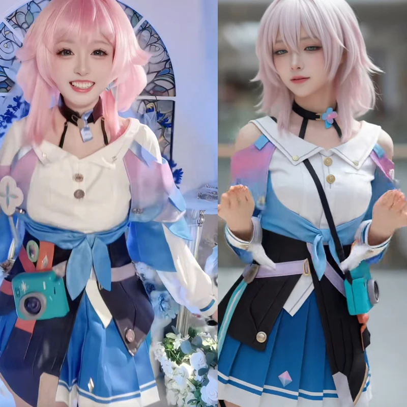 March 7th Cosplay Costume Big Size March 7th Dress Wig Role Play Lolita Outfits for comic con