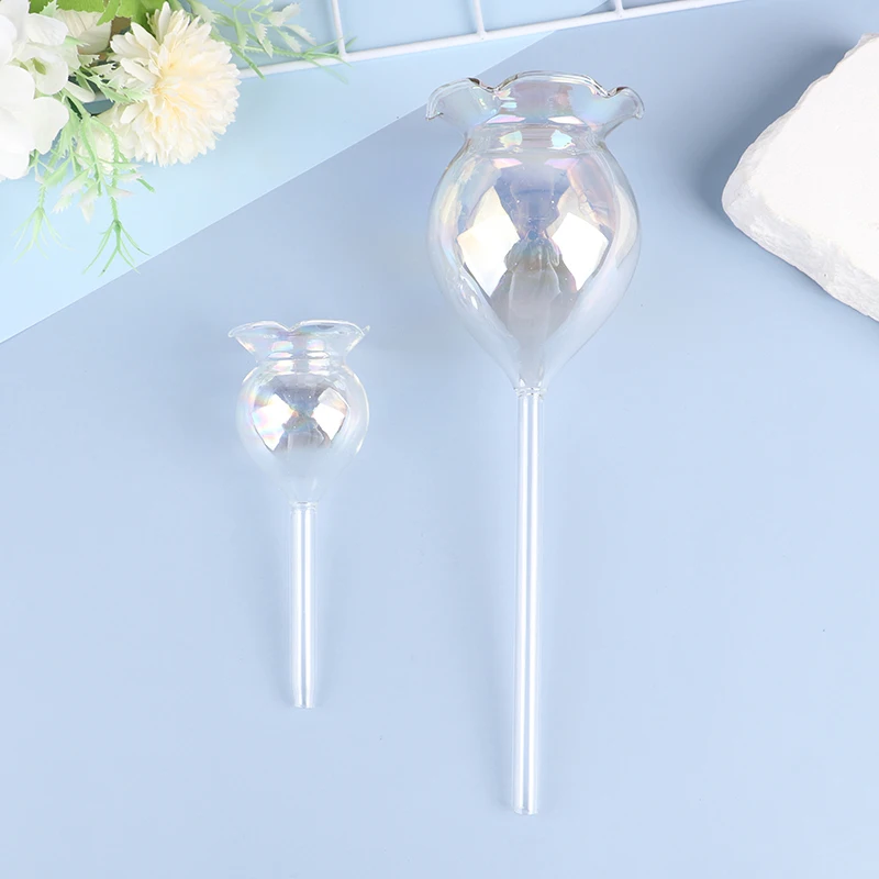 Dispositivo De Rega Flor Automático, Planta Waterer, Globos De Rega Auto, Forma De Flor, Mão Soprado, ClearPlastic, Lâmpadas Do Aqua, 1Pc