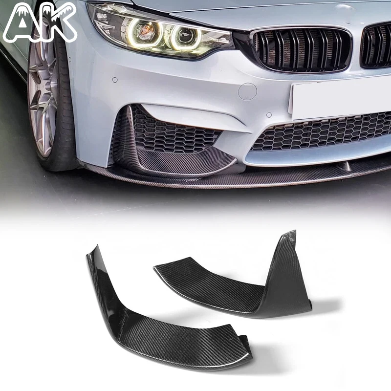 For BMW F80 M3 F82 F83 M4 2015-2019 Real Carbon Fiber Car Bumper Splitters Lip Panel Cover Trim Car Accessories