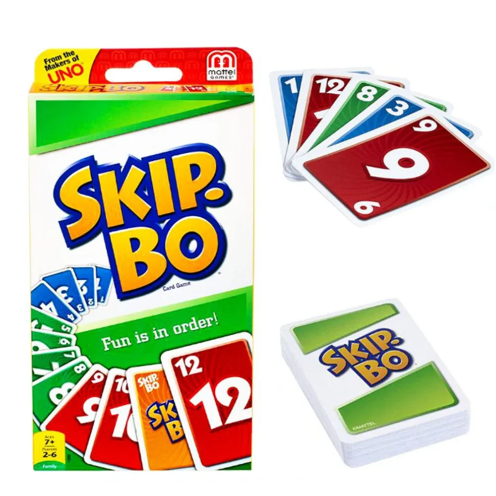 Mattel GamesSKIP BO Card Game Multiplayer  Card Game Family Party Games Toys Kids Christmas Toy Gift