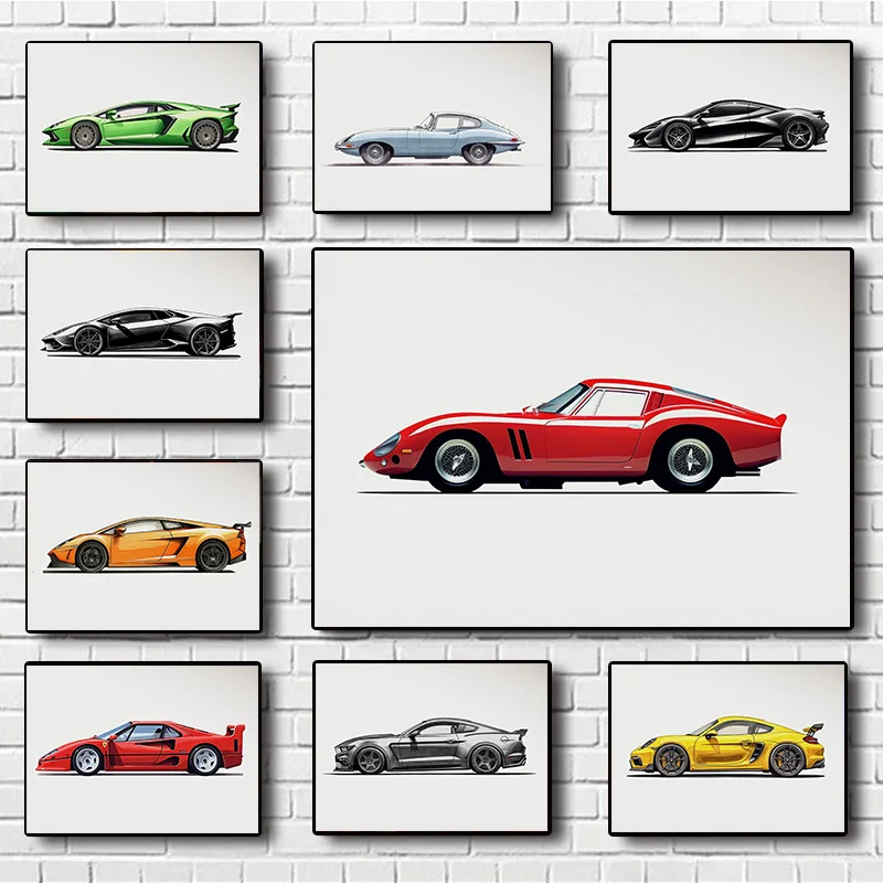 Vintage coche deportivo supercoche moda automóvil cartel minimalista impresión pared imágenes artísticas lienzo pintura habitación decoración del hogar regalo