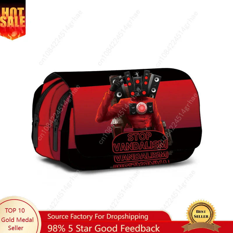 Skibidi Toilet Pen Bag Game Peripheral Pencil Box Primary Box Pencil Bag Boys Anime Cartoon Mochila Children's Toys Gifts