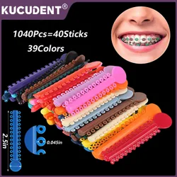 1040Pcs=40Sticks Dental Orthodontic Elastic Ligature Ties Colorful Band Rings for Teeth Braces Dentist Ortho Treatment Materia