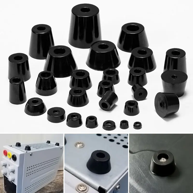 10pcs Black Rubber Machine Feet Shock Pad Non-Slip Furniture Chair Floor Cabinet Table Leg Foot Protector Cover