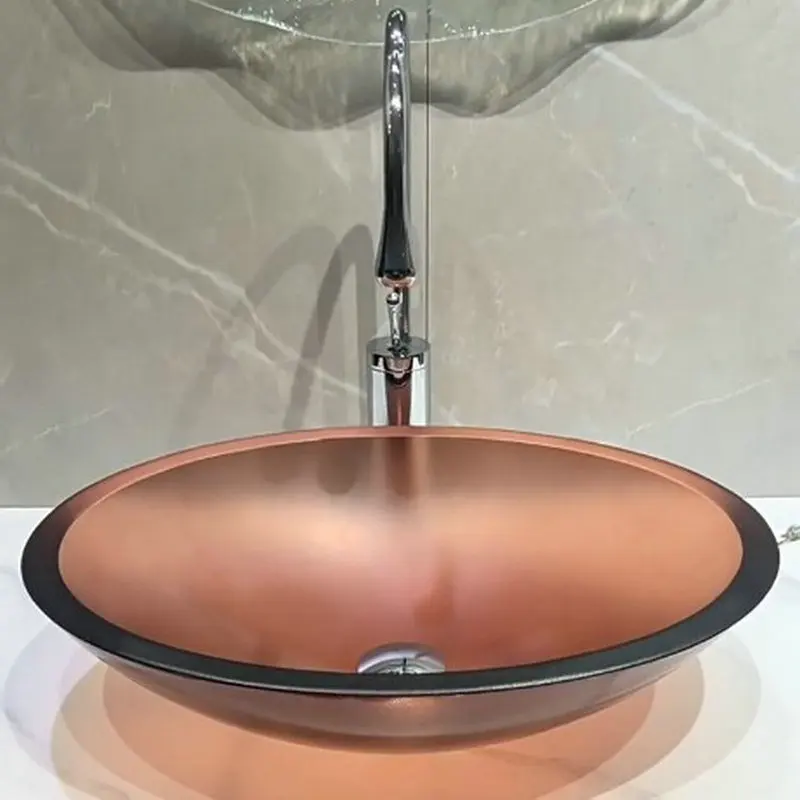 

Colorful frosted tempered glass washbasin, transparent matte texture artistic countertop basin, bathroom oval washbasin GN601TX