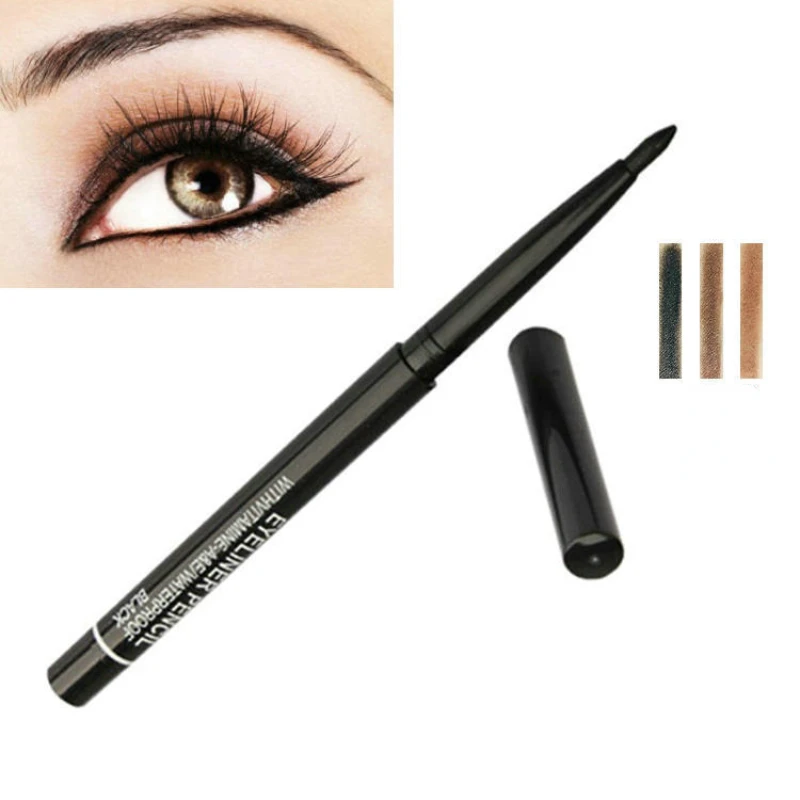 อายไลเนอร์สีดำ Waterproof Eye Liner Pencil Quick Drying แต่งหน้าเครื่องสำอางยาวนานสีน้ำตาลอายไลเนอร์ปากกาเครื่องมือ