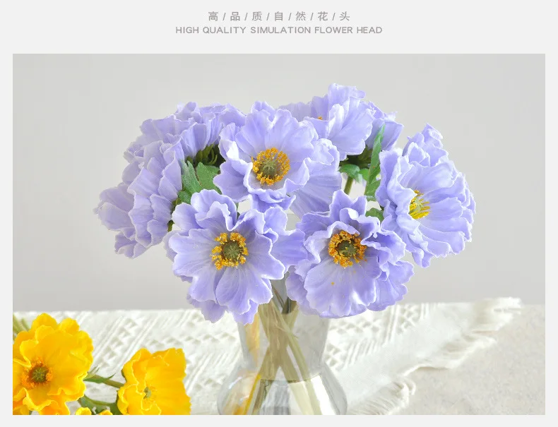 5 Stück/Bündel Künstliche PU-Mohnblumen, Brautstrauß, Hochzeitsdekoration, Kunstblumen für Zuhause, Raumdekoration, Party, Tischdekoration, Mohnblumen – Detail 13
