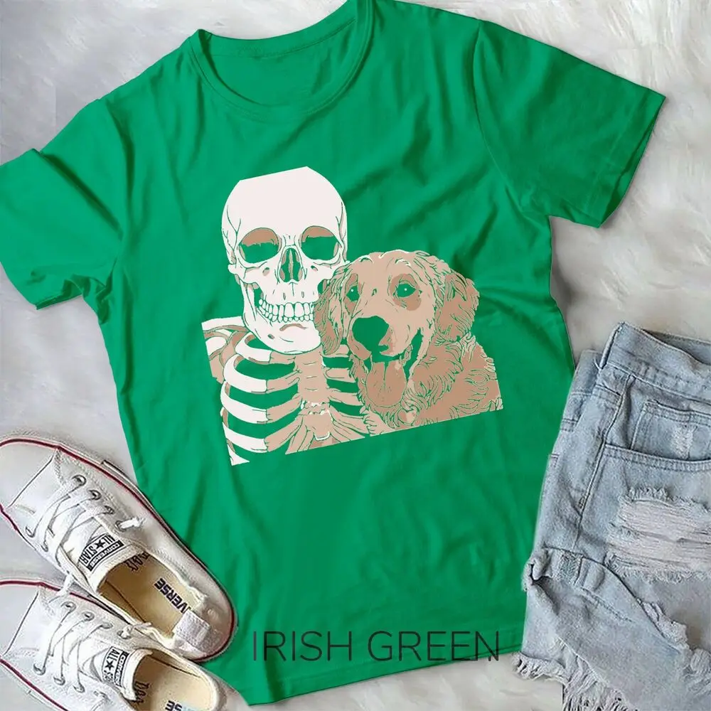 Skeleton Holding A Dog Shirt Lazy Halloween Costume Skull Unisex T-shirt