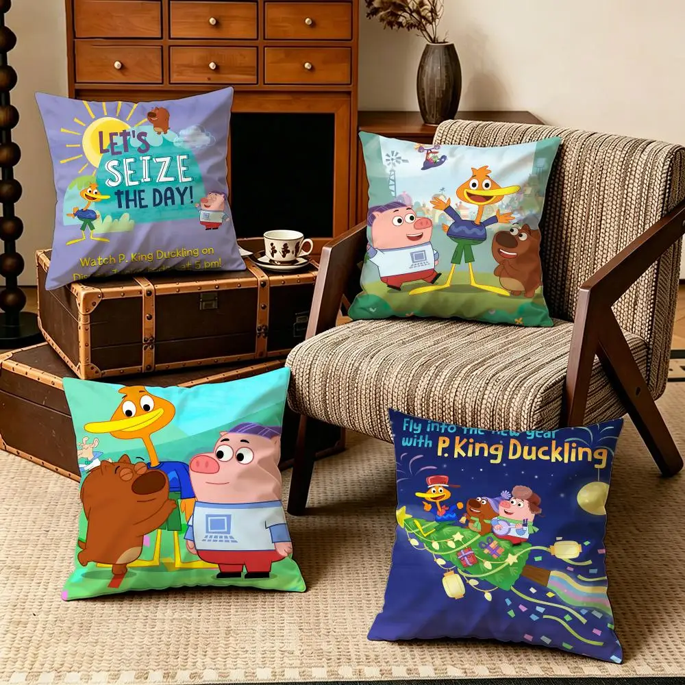 IP-Pipi the DucklingS Cushion Cover Soft Velvet Cushion Cover Set 4Pcs 50x50 45x45 Zipper Pillowcase for Home Decor