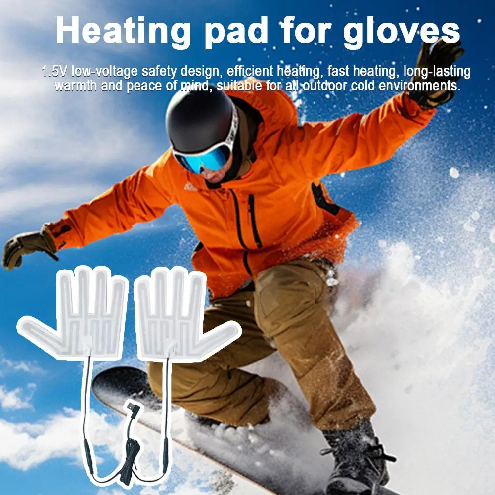 

1 Pair Electric Heating Pad Carbon Fiber 5V Five-Finger Gloves Heating Pad Insulation for Outdoor Skiing Q6X7