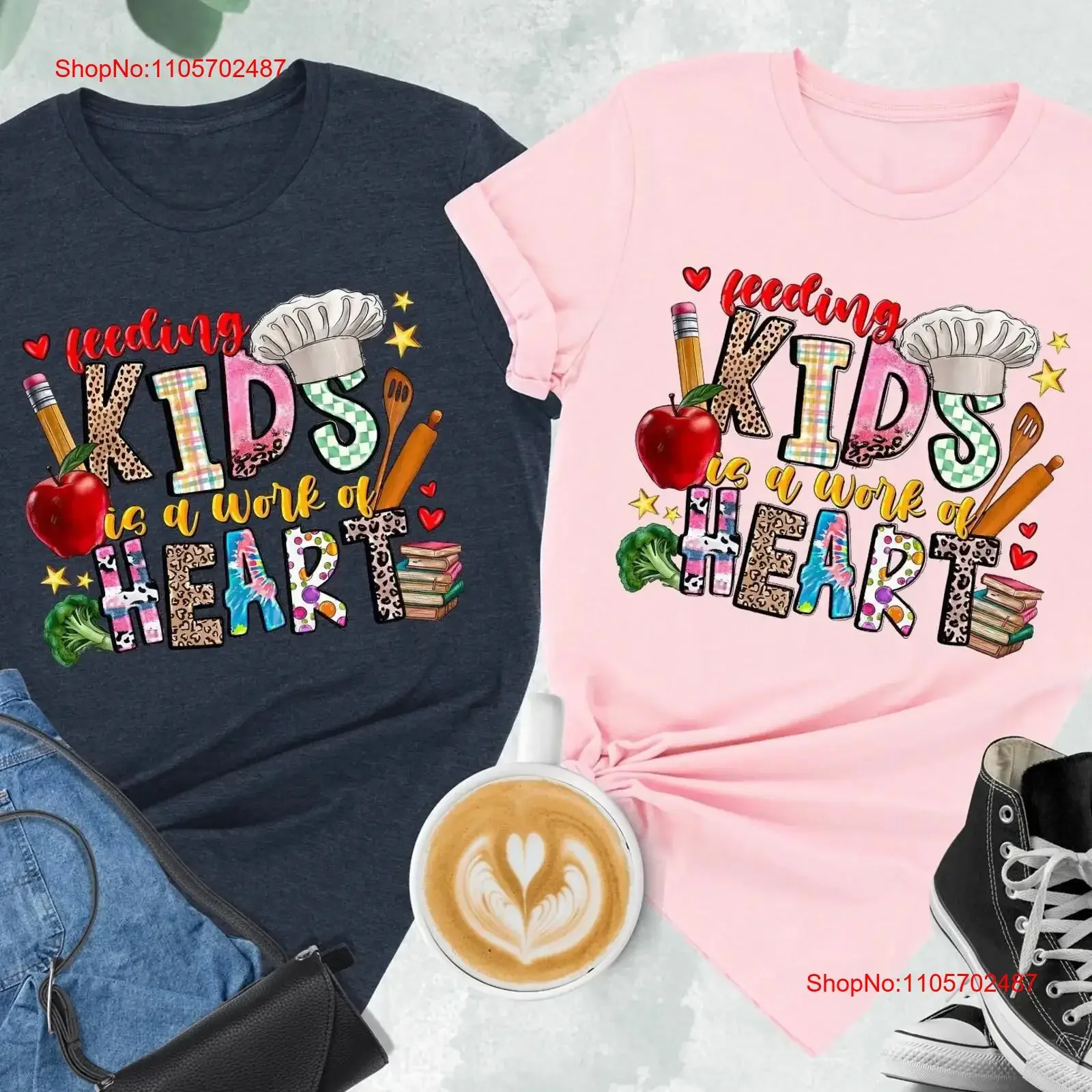 Feeding Kids Is A Work Of HearT T Shirt Cafeteria Worker Student Nutrition Lunch Lady Crew Back To School vintage Washed