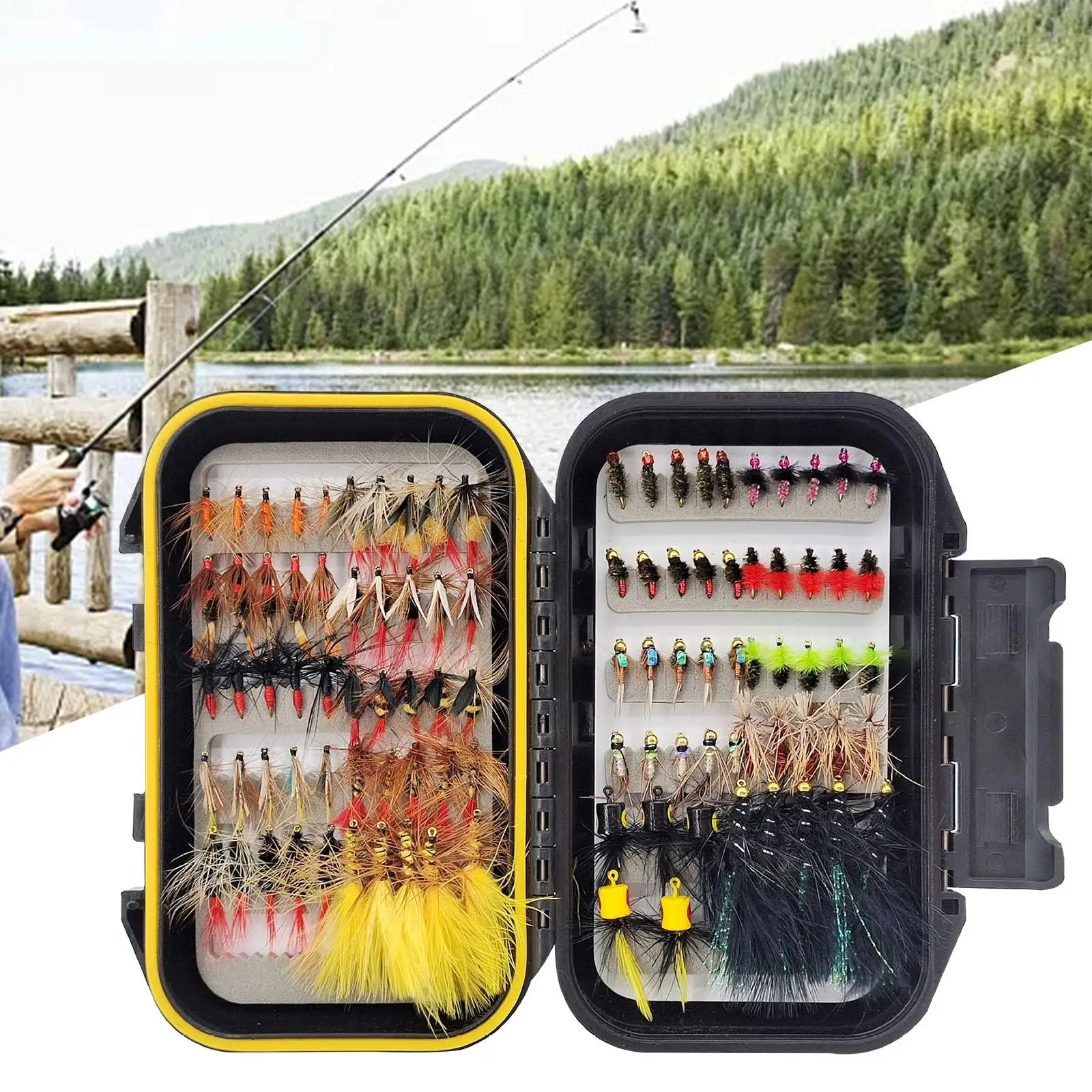 

100 Pieces Fly Fishing Flies with Storage Box for Thanksgiving Day Friends