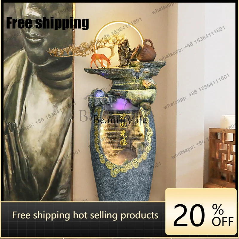 JJ Living room gourd flowing water ornament circulating water landing rockery feng shui wheel fountain