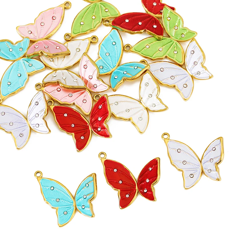 Butterfly Pendant Necklace - 4pcs 18K 골드 컬러 도금 스테인레스