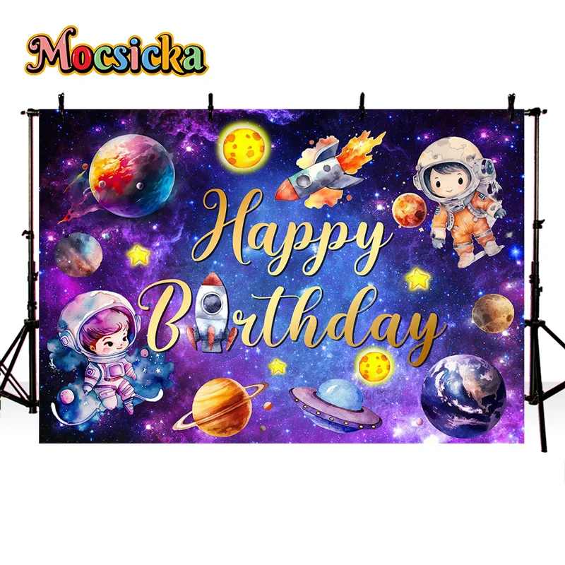 Mocsicka Party Decor Background Kids Happy Birthday Theme Colourful Neon Glitter Customisable Banner Cake Smash Studio Props