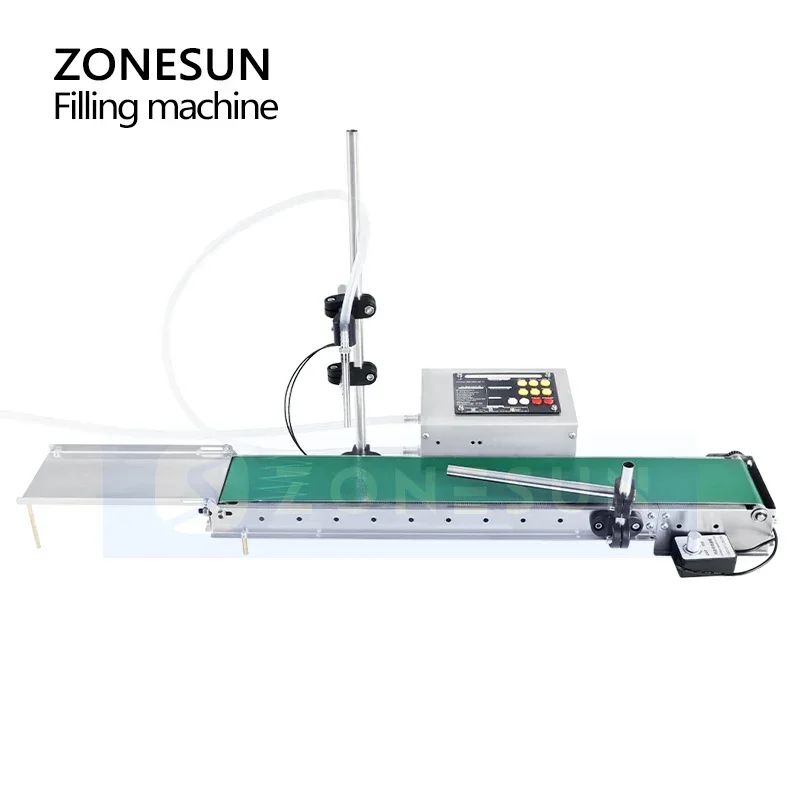 ZONESUN เครื่องบรรจุของเหลวสายพานลําเลียงไฟฟ้าอัตโนมัติหัวเดียวความแม่นยําสูงทนความร้อน ZS-DPYT1500