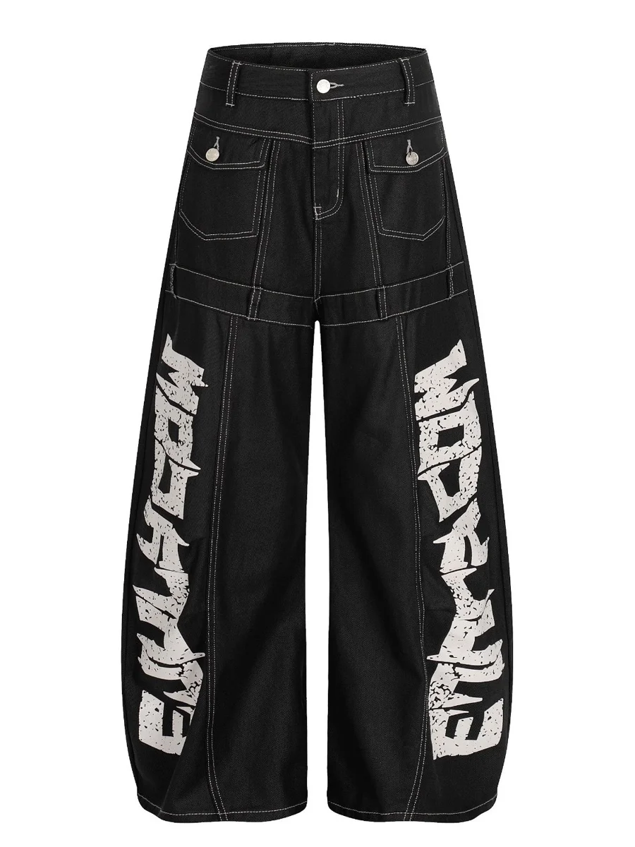 

American Streetwear Loose Fit Knife Wide Leg Denim Jeans Men's Women's Casual Workwear Trousers High Street Deconstructe...
