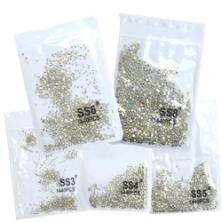 SS3-ss8 1440pcs Clip Clair AB or 3D Non HotFix FlatBack Nail Art Strass Décorations Chaussures Et phtalDecoration