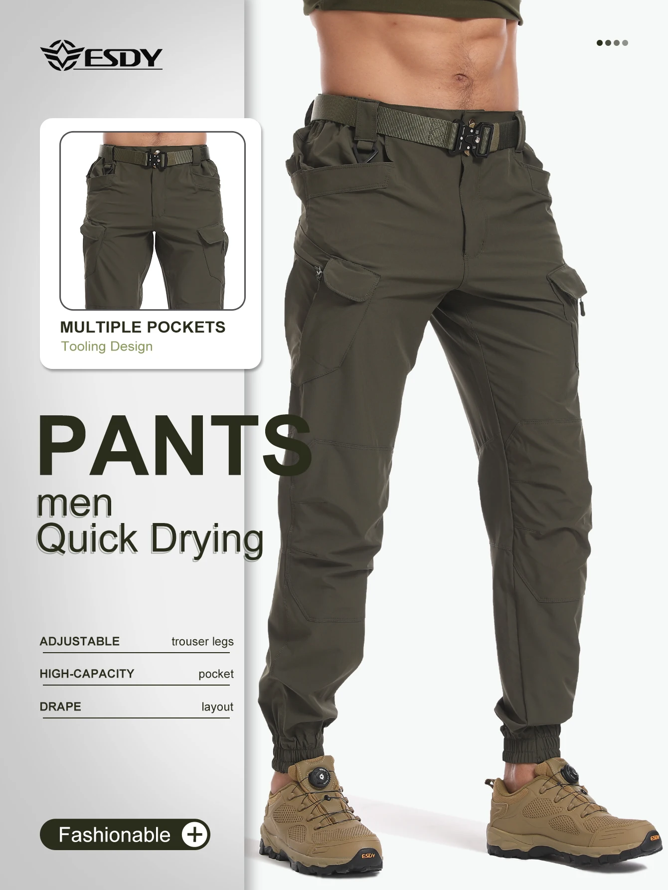 

Мужские быстросохнущие брюки-карго Esdy, летние тонкие быстросохнущие дышащие джоггеры, брюки-карго с множеством карманов, повседневные брюки для ежедневных поездок на работу, для занятий спортом на открытом воздухе
