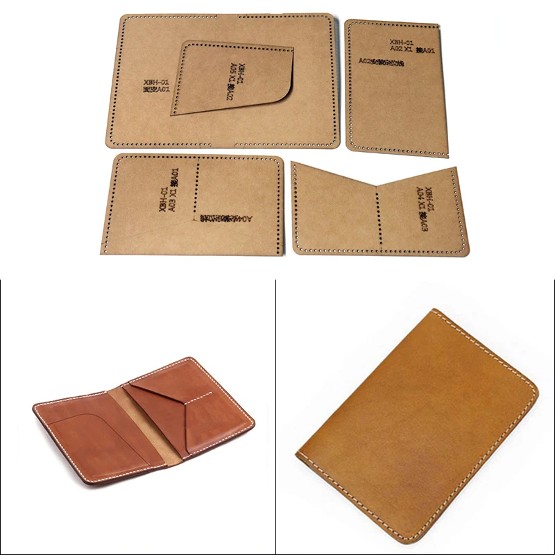 1Set Sewing Kraft Paper For DIY Leather Passport Holder Card Storage Bag Handmade Pattern 10x15cm