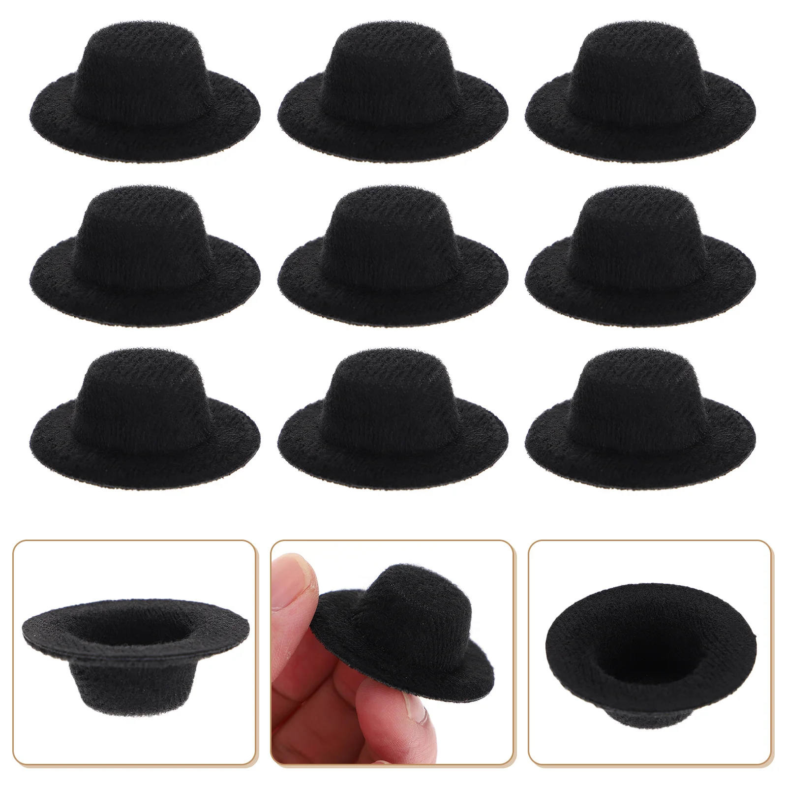 20pcs Mini Black Formal Hats for Dollhouse DIY Mini Hat Set Vintage Style Dress Up Props Tiny Accessories for Collectors Gifts