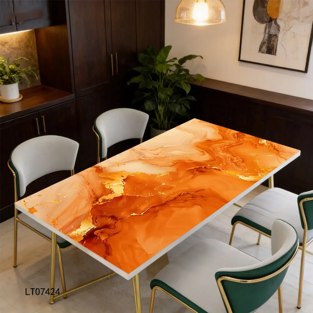 European Style Abstract Fluid Print Dining Table Stickers Self-adhesive Waterproof Kitchen Countertop Decoration Stickers view 4