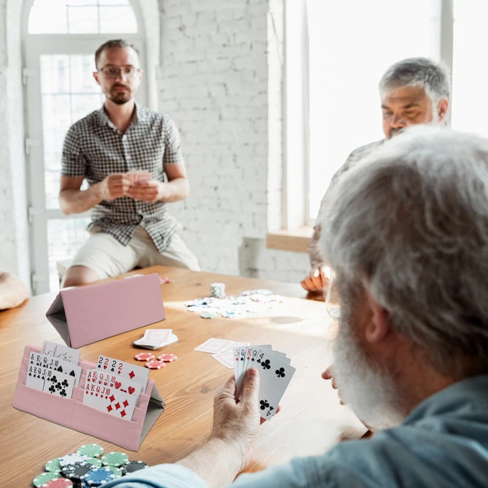 Zusammenklappbarer Spielkartenhalter aus Polyester, Spielkartenhalter für Canasta Poker Bridge Cards, zusammenklappbarer Spielkartenhalter