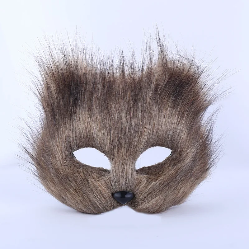 Maschera per gli occhi a forma di volpe di Halloween, mezza faccia, imitazione sexy, capelli di gatto, maschera per animali, festa di carnevale di