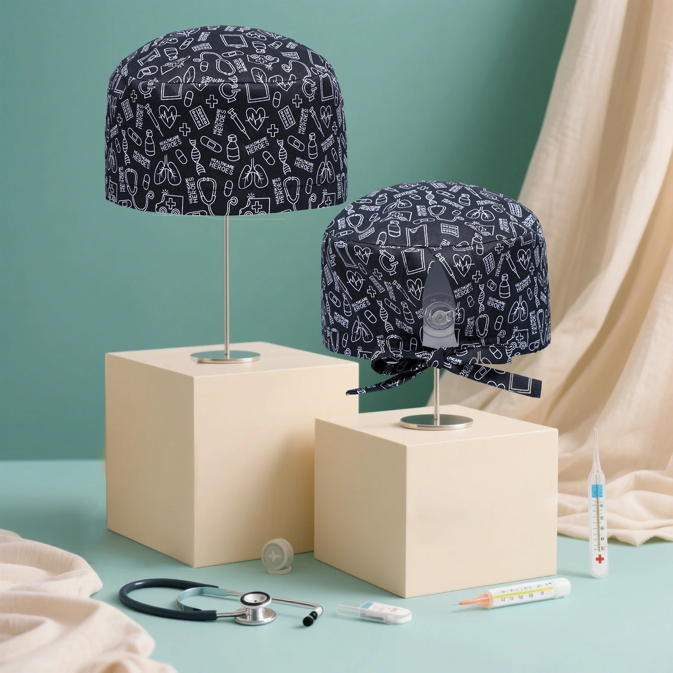 نمط القلب الشعر القصير النساء قبعة العمل قبعات التمريض للرجال قبعة قابلة للتعديل F1203 #3