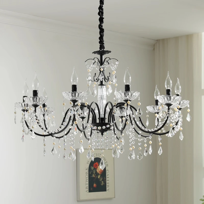 Lustre European Crystal E14 Chandelier French Gold Candle Pendant Lights Home Art Decor Lighting Led Luminarias Lamparas