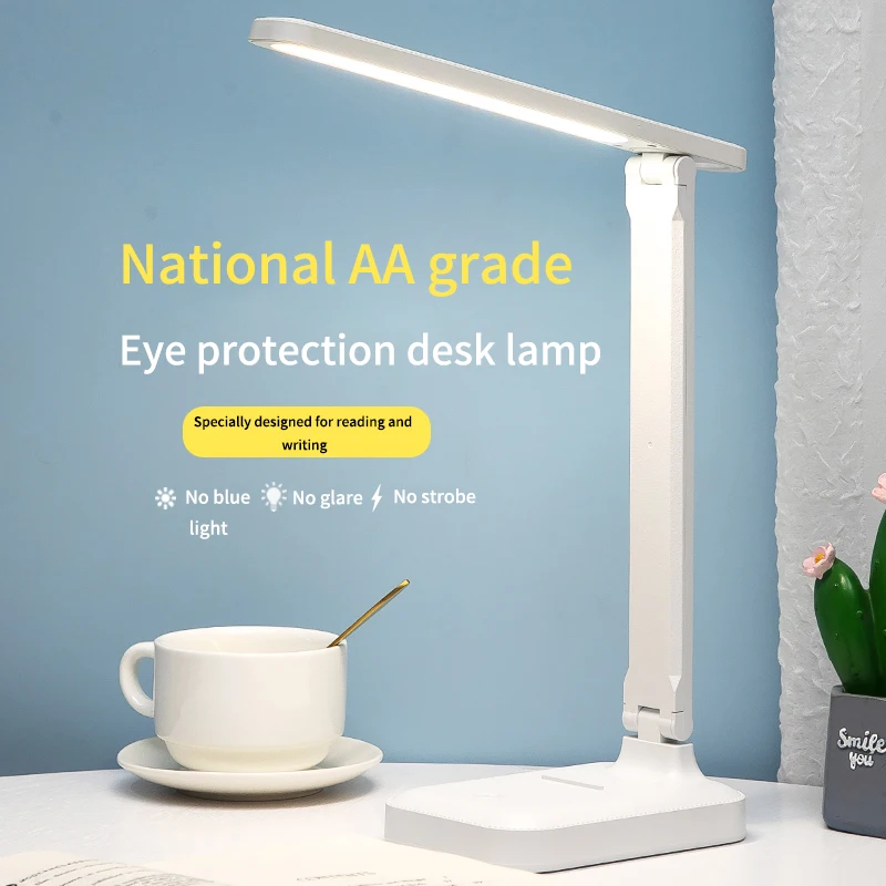 Led Desk Lamp 3 Color Stepless Dimmable Touch Foldable Table Lamp Bedside Reading Eye Protection Night Light DC5V USB Chargeable