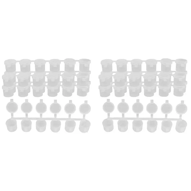 

BHTS-10 Strips 60 Pots Empty Paint Strips Paint Cup Pots, 10Ml/ 0.35Oz Mini Paint Pot Strips Clear Plastic Storage Containers
