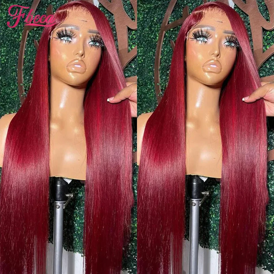 

99j Burgundy 13x4 Hd Lace Frontal Human Hair Wigs Red Colored Straight Lace Front Wigs Pre Plucked 4x4 HD Lace Closure Wigs
