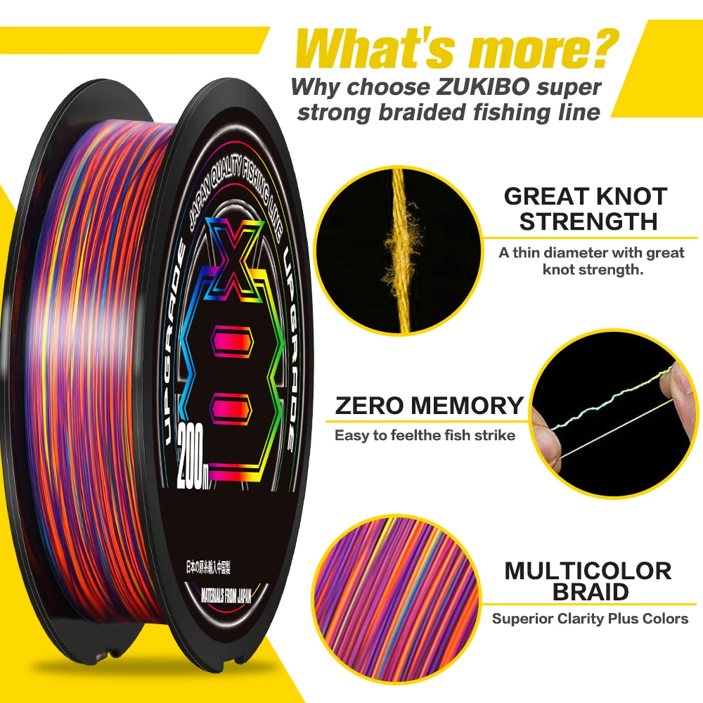 Japan Xbraid Upgrade X8 Never Fade Multicolor High Quality Multifilament Line Smooth Durable 8 Strands Braided Fishing Line