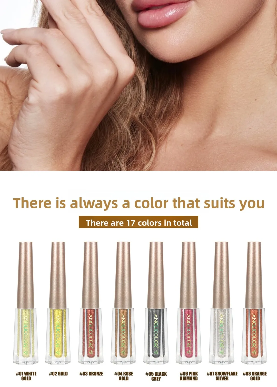 Błyszczący płynny cień do powiek, efekt chip drill, drobne iskry, rozświetlacz, narzędzia do makijażu, wielokolorowa, łatwa do rozmarszczania formuła.