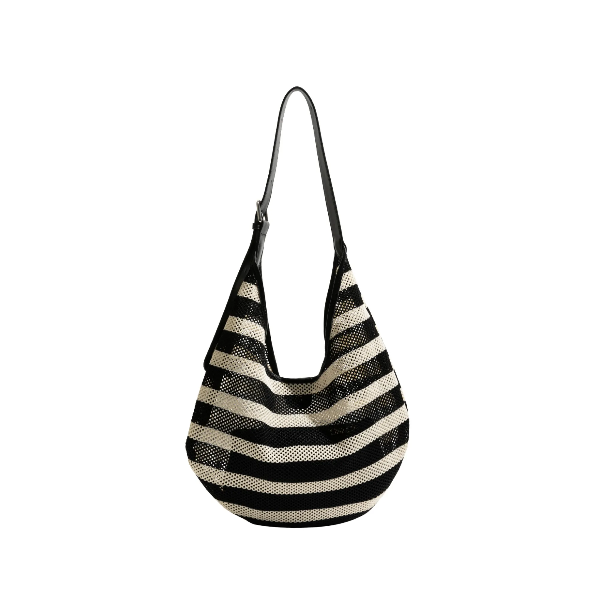 CKKUI Striped Woven Hobos Bag, Women's Casual Large Capacity Shoulder Bag, Bohemian Style Suitable for Beach and Daily Use