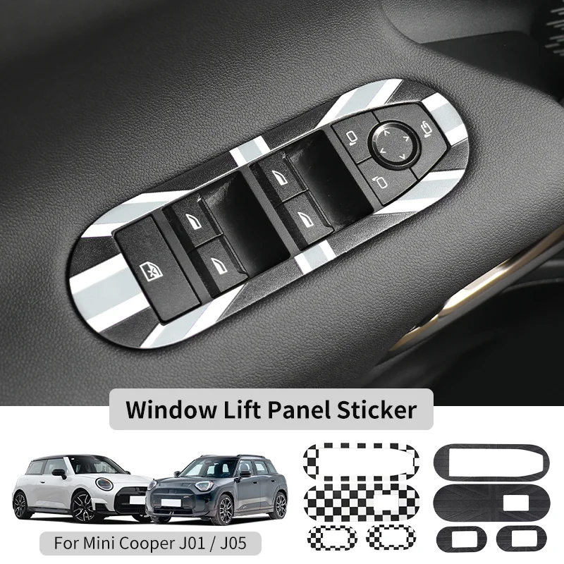 

For Mini Electric Aceman J05 Cooper E/SE J01 EV 2024 2025 Car Window Lift Panel Sticker Car Interior Decoration Accessories
