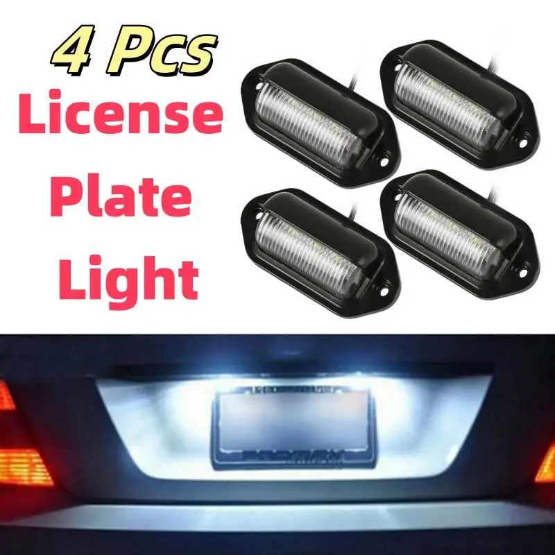 

4Pcs LED Car License Number Plate Light For SUV Truck Trailer Van Tag Step Lamp White Bulbs Car Products License Plate Lights