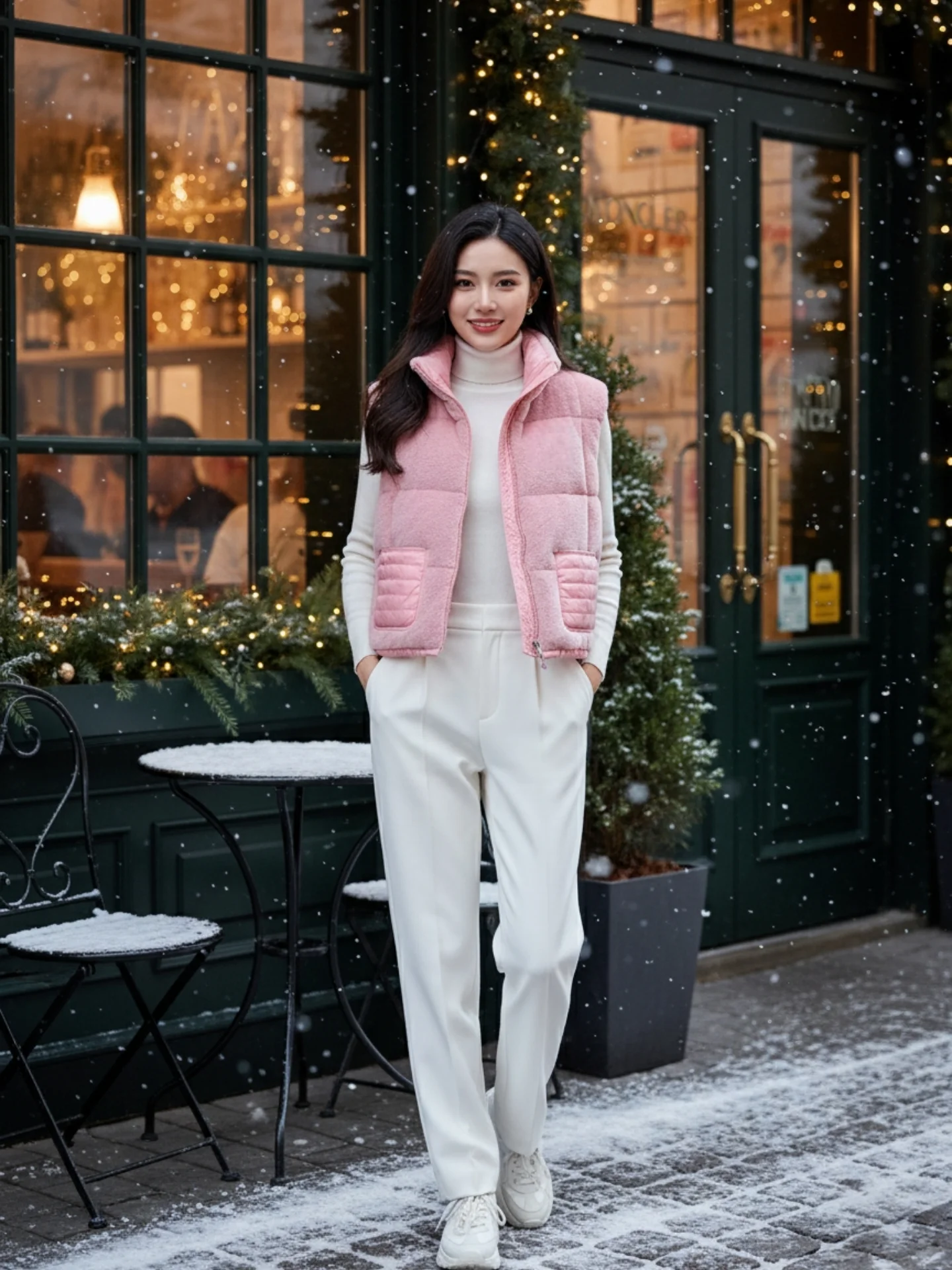 

Teddy Plush Short Loose White Goose down Vest Warm Outerwear Pocket Design Memory Fabric Windproof Waterproof Ladies Jacket