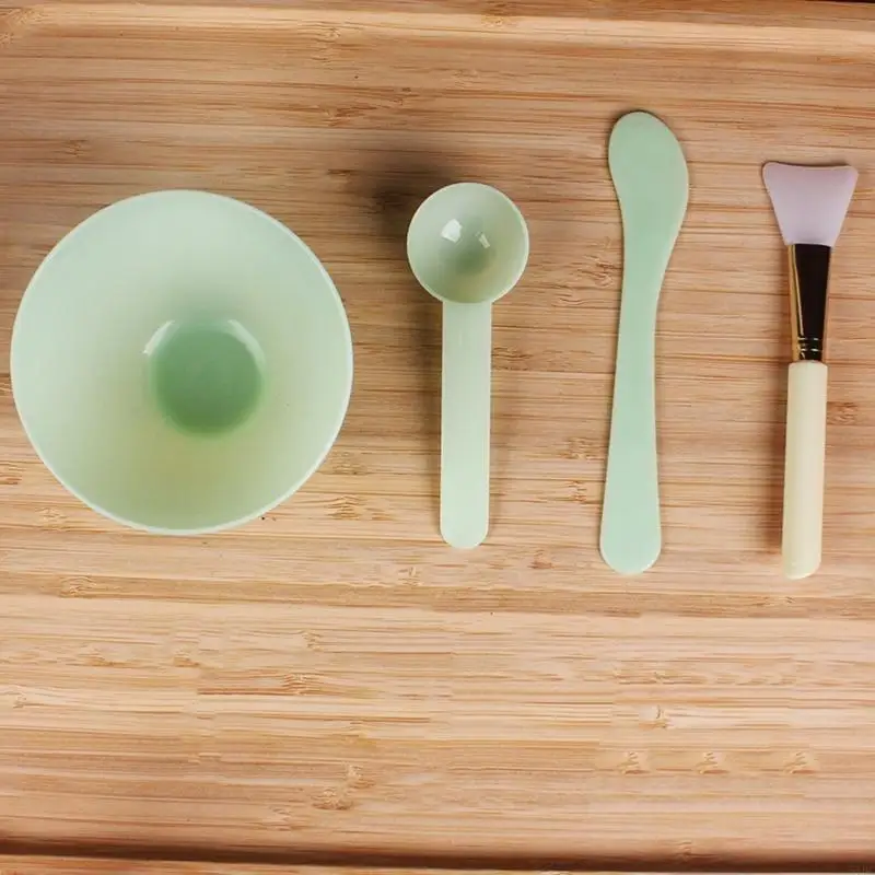 4pcs قناع الوجه مختلط وعاء مجموعة أدوات خلط مقاس DIY مع السيليكون لوجه القناع الوجه فرش مكياج الملعقة الجمال