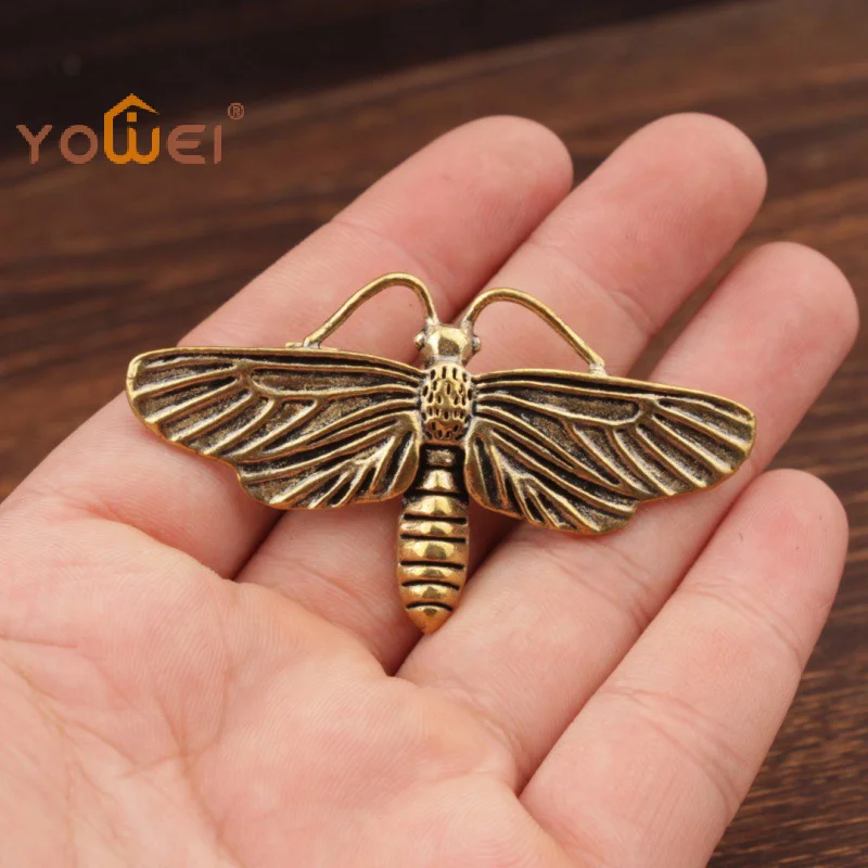 Latest Brass Moth Sculpture  Figurine For Desk Decor Vintage Collecton Study Room & Bookshelf Ornament​