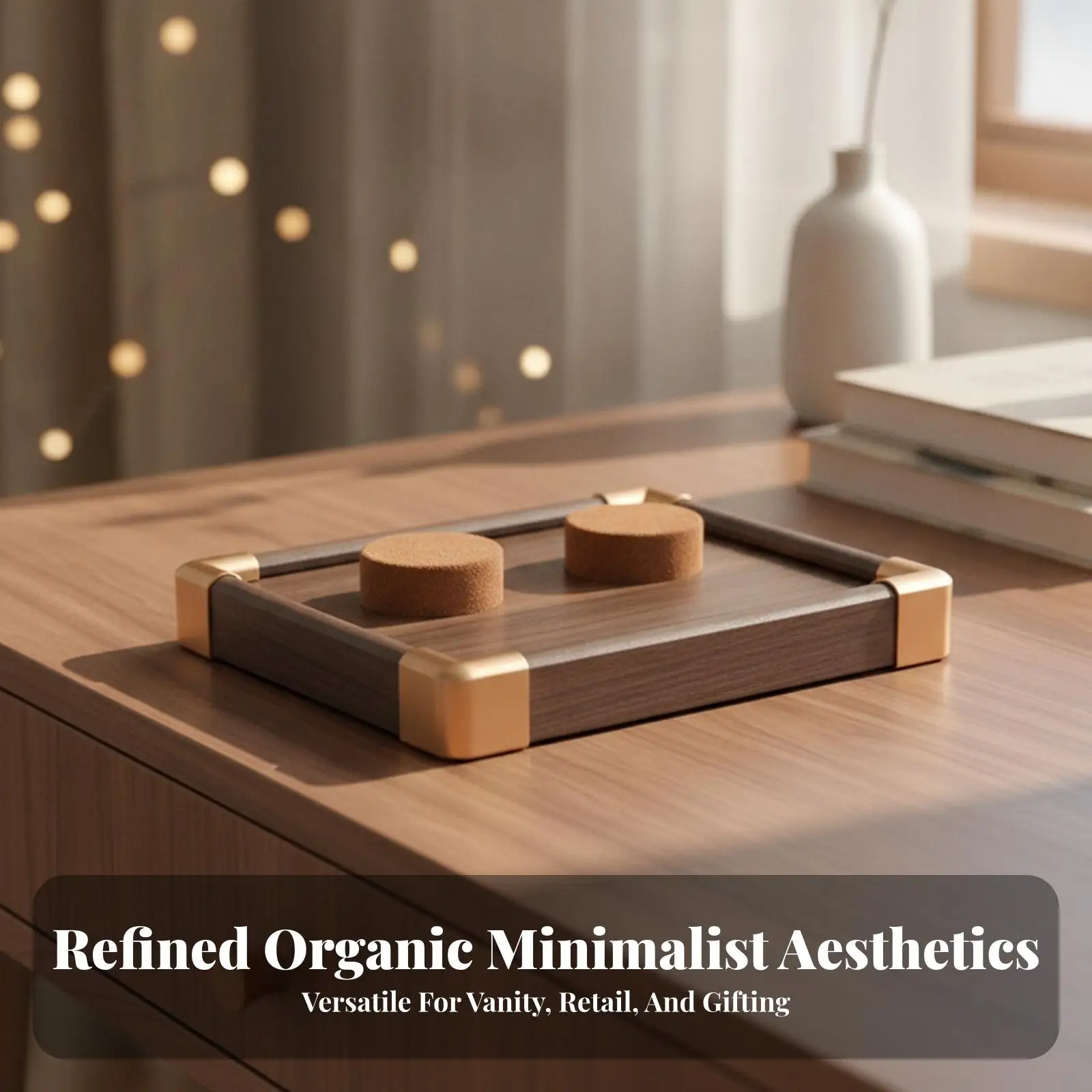 Multi Functional Wood Jewelry Organizer Tray with Raised Edges for Secure Bracelet and Watch Display on Desk