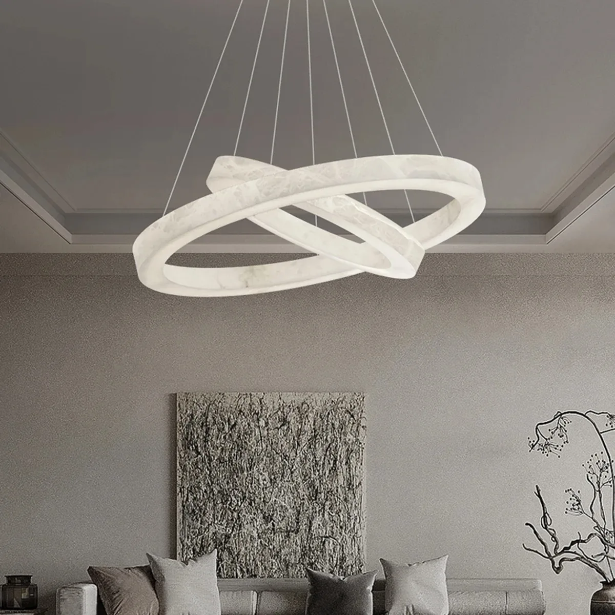 New Modern Spanish Natural Marble Pendant Light for Living Room Dining Room Bedroom Convenient Matching Home Decor
