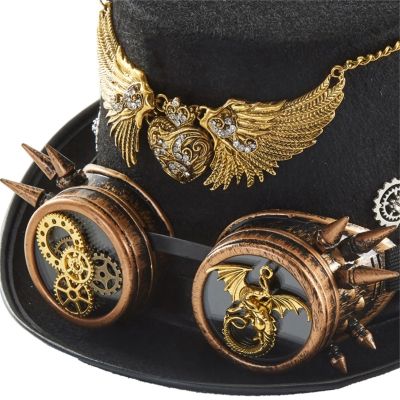 Steampunkowy kapelusz Steampunkowy cylinder dla mężczyzn z goglami Steampunk podróżnik w czasie kapelusz Steampunk akcesoria impreza z okazji